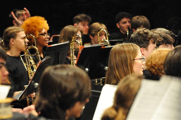 Students performing at the 2023-2024 All County Band Concert